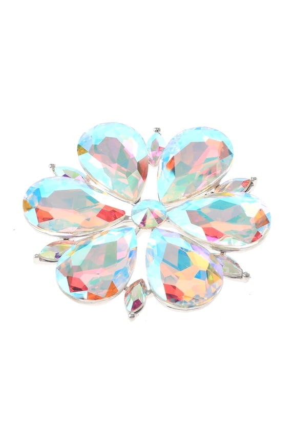 Large Crystal Flower Brooch