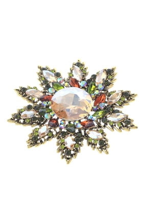 Large Crystal Flower Brooch