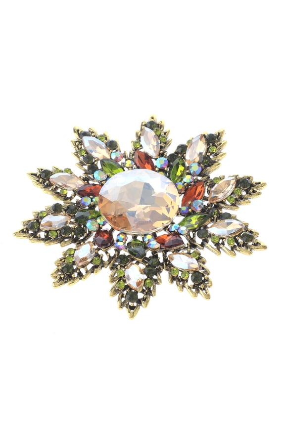 Large Crystal Flower Brooch