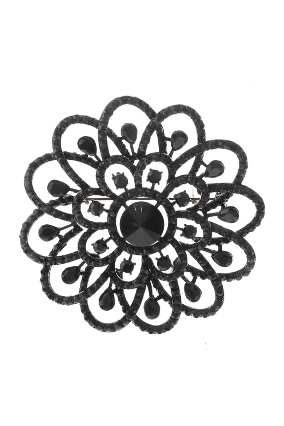 Large Crystal Flower Brooch