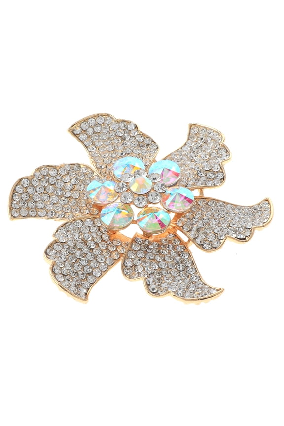 Large Crystal Flower Brooch