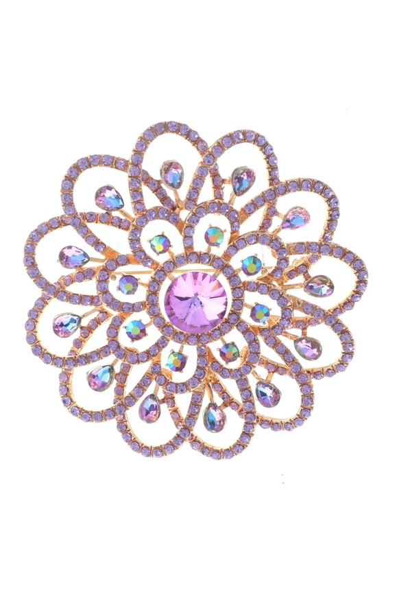 Large Crystal Flower Brooch