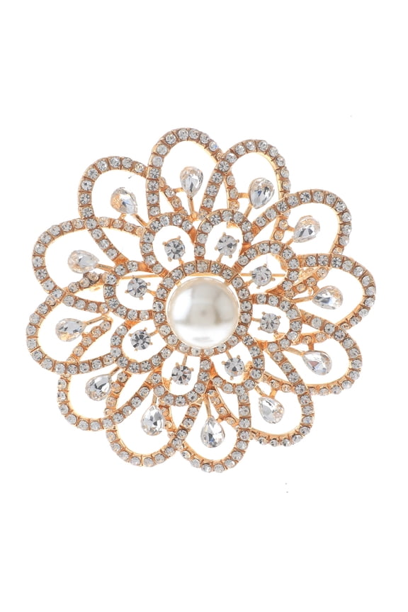 Large Crystal Flower Brooch