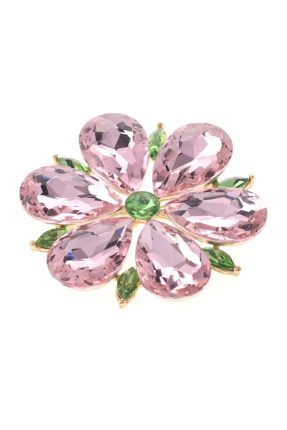 Large Crystal Flower Brooch