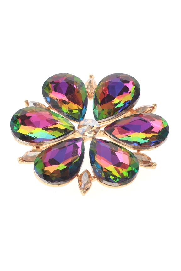 Large Crystal Flower Brooch