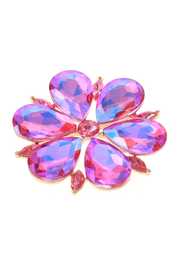 Large Crystal Flower Brooch
