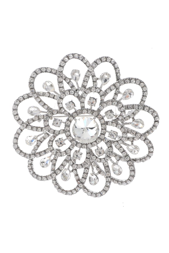 Large Crystal Flower Brooch