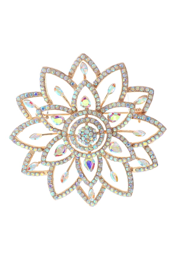 Large Crystal Flower Brooch