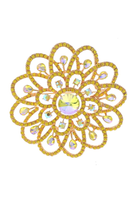 Large Crystal Flower Brooch