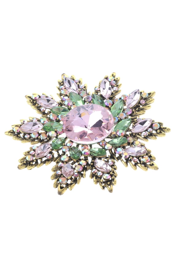Large Crystal Flower Brooch