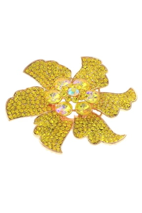 Large Crystal Flower Brooch