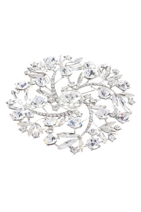 Large Crystal Flower Brooch