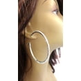 thumbnail image 1 of Large Crystal Hoop Earrings 2.75 inch Silver Rhodium Plated Rhinestone Hoops, 1 of 2