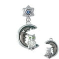 thumbnail image 1 of Large Crystal Owl Sitting on Black Moon - Star of David with Blue Crystal Charm Bead, 1 of 1