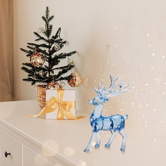 Large Crystal Reindeer Ornament, Elegant Desktop Decoration Pendant For Christmas Wedding Party Home Holiday Display