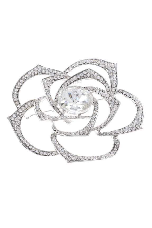 Large Crystal Rose Brooch