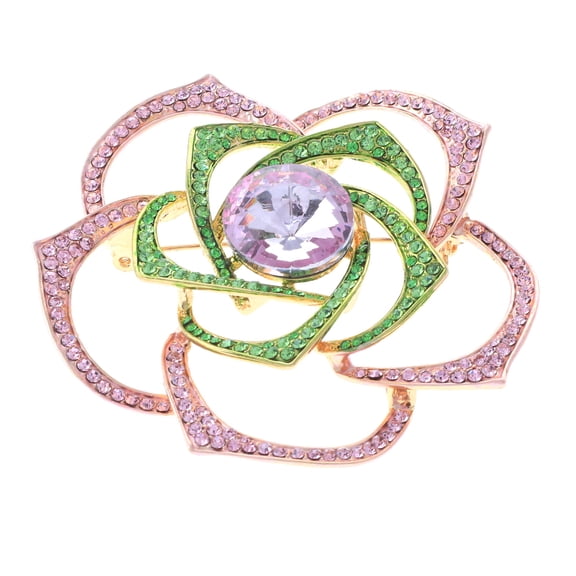 Large Crystal Rose Brooch