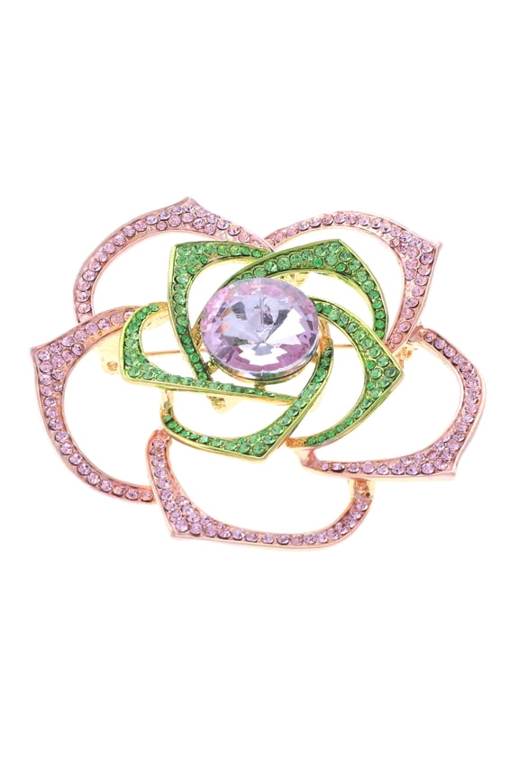 Large Crystal Rose Brooch