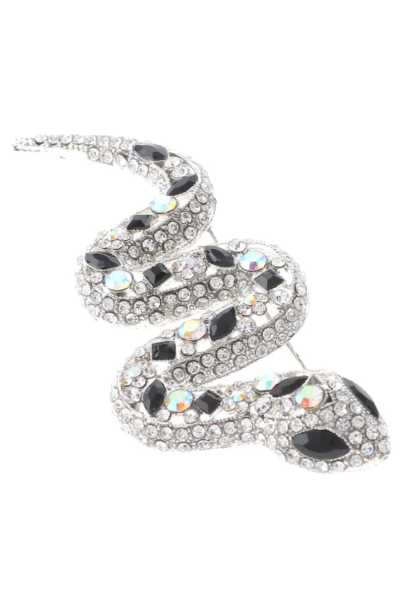 Large Crystal Snake Brooch