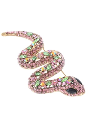 Large Crystal Snake Brooch
