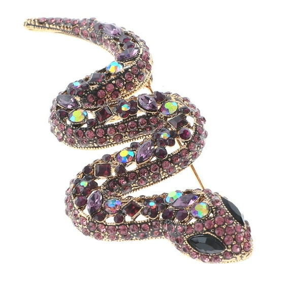 Large Crystal Snake Brooch