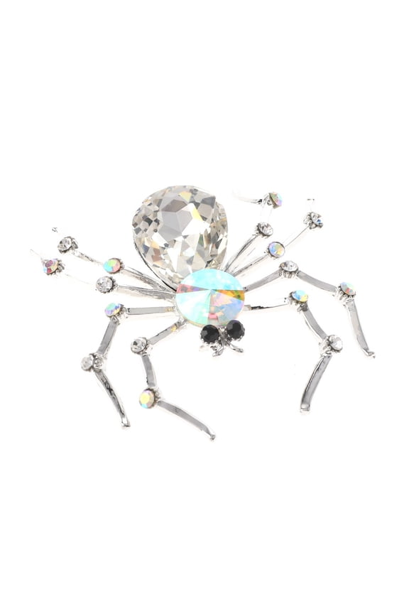 Large Crystal Spider Brooch