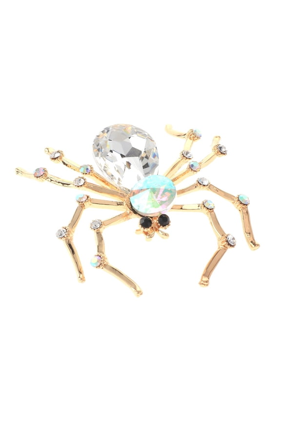 Large Crystal Spider Brooch