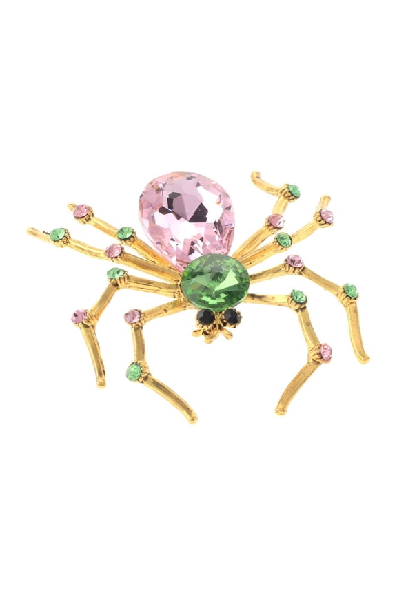 Large Crystal Spider Brooch