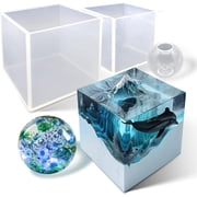 Large Cube Resin Molds-Sphere Silicone Casting Molds for DIY Art Epoxy Resin,Transparent Deep Square Sphere Silicone Molds for Resin Casting