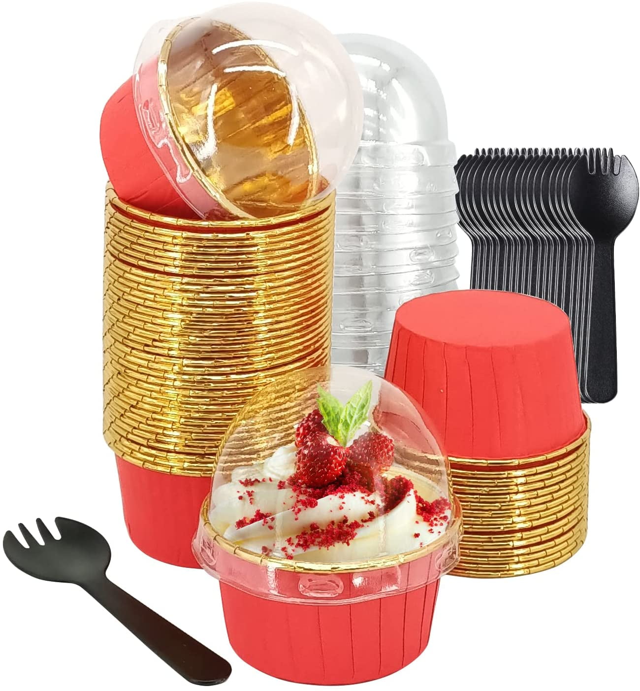 Large Cupcake Liners Baking Cups 50 Pack 5.5 Oz Foil Muffin Cups Muffin