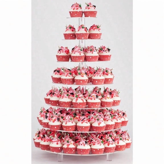 Large Cupcake Stand 7 Tier Cupcake Tower Tree Round Cupcake Display Stand Tiered Cupcake Holder For Party Clear Dessert Stand For Wedding