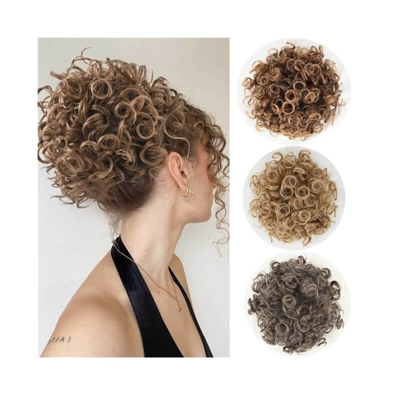Large Curly Hair Bun Elastic Drawstring Synthetic Messy Bun Hair Extension for Daily Party Use