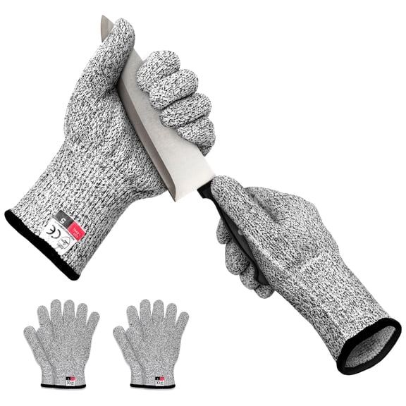 Large Cut Resistant Gloves Food Grade Level 5 Protection, Safety Kitchen Cuts Gloves for Oyster Shucking, Fish Fillet Processing, Meat Cutting, 2 Pair