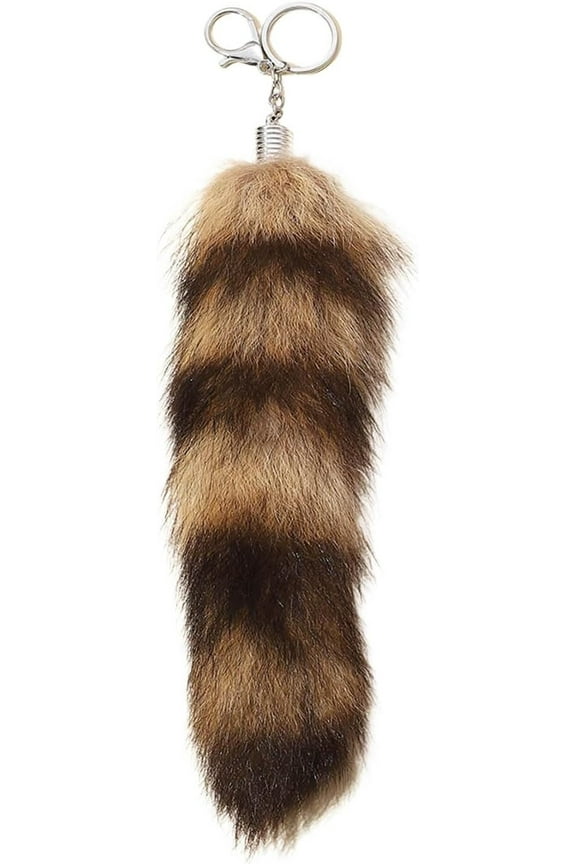 Large Cute Fluffy Fox Tail Key Chain Pendant, Fake Fur Realistic Animal Tail Tassel Keychain Hook Cosplay Toy