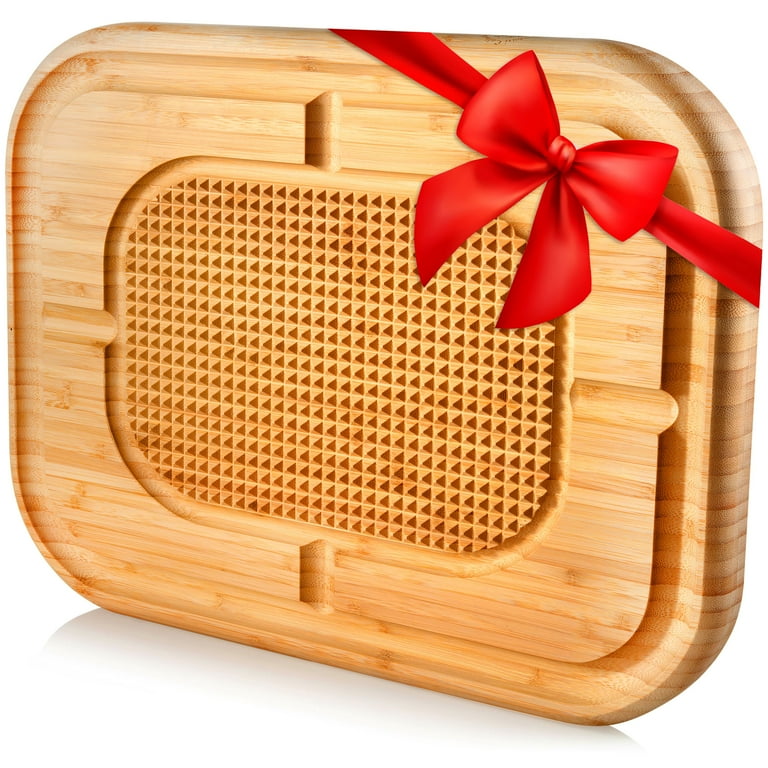 Bamboo Cutting Board with Juice Groove, Pyramid Design Bamboo Chopping Board Stabilizes Beef and Poultry While Carving Bamboo Cutting Board with Juice Groove, Pyramid Design Bamboo Chopping Board Stabilizes Beef and Poultry While Carving