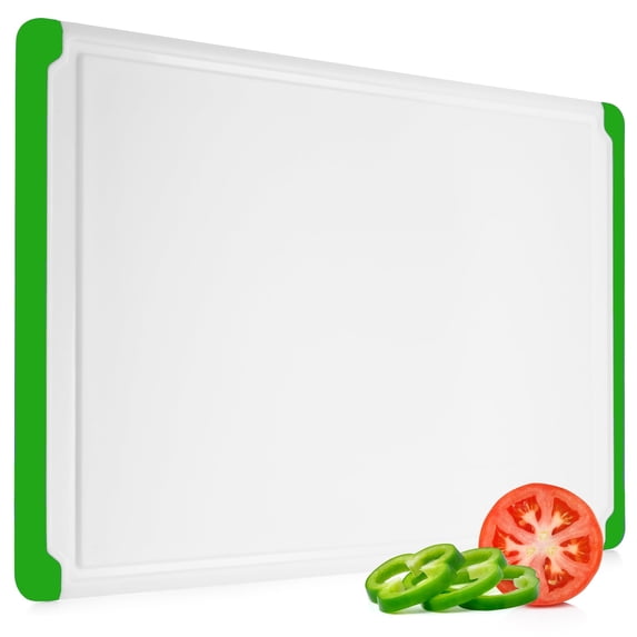 Plastic Cutting Boards for Kitchen - Large 18 x 12 Inch Rubber Cutting Board with Juice Grooves, Non-Slip, Dishwasher Safe Cutting Boards - Thick, Durable Carving and Cutting Board for Meat