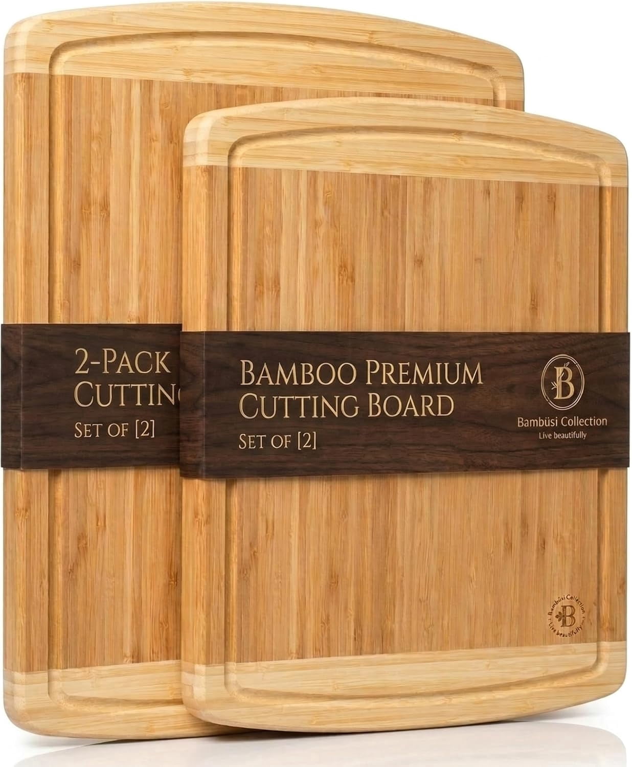 MOUNTAIN RESEARCH Cutting Board(S)と(L) 2-Pack Large Bamboo Cutting Boards with Juice Groove and Bottom