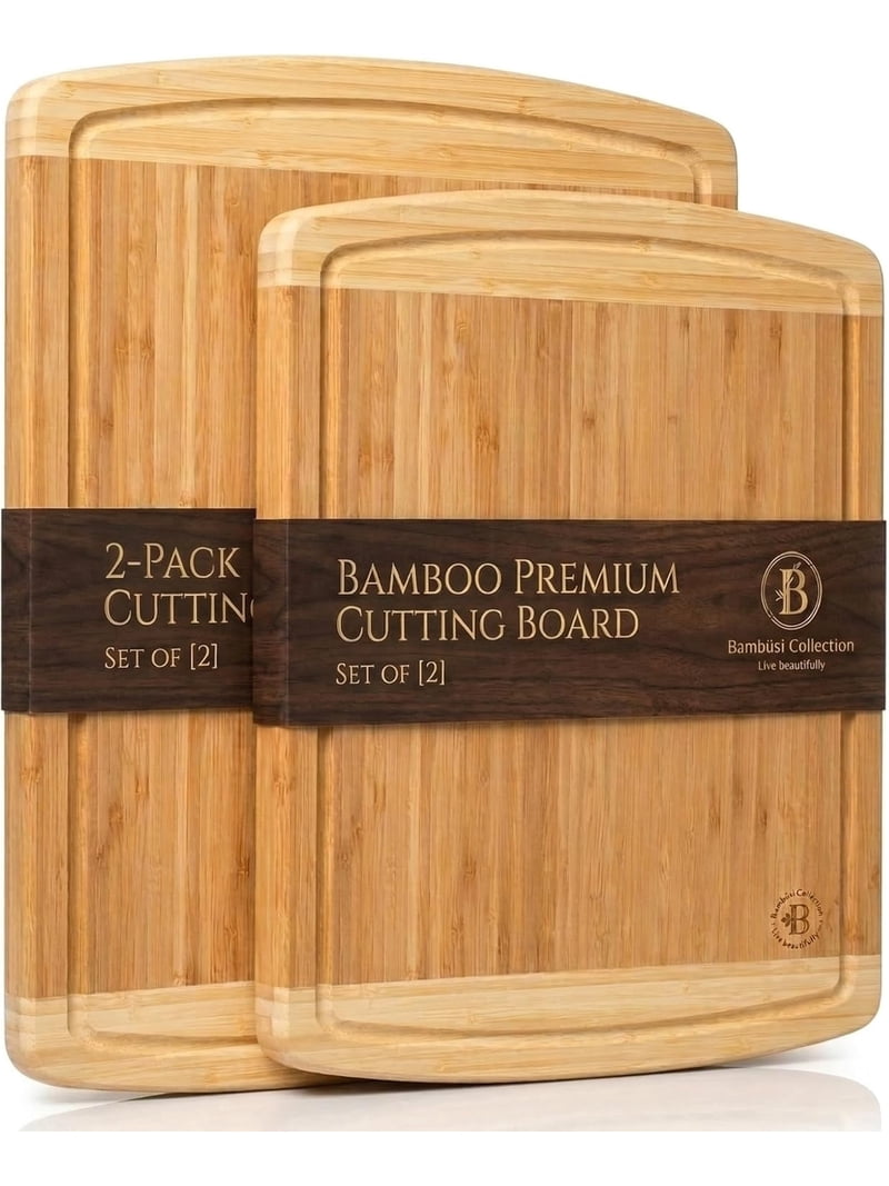 Bambusi, Bamboo Cutting Board Set, Juice Groove, 17.5