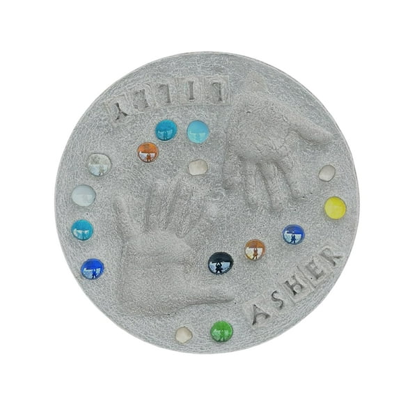 Large DIY Stepping Stone Kit, Handprint Stepping Stone, Mother's Day Gift, Footprint Stepping Stone (12 Inch + Stamp Set)