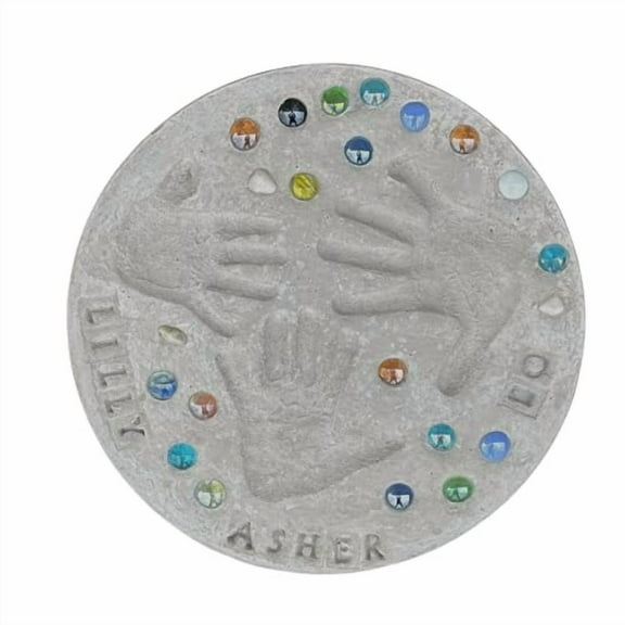 Large DIY Stepping Stone Kit, Handprint Stepping Stone, Mother's Day Gift, Footprint Stepping Stone (14 Inch + Stamp Set)