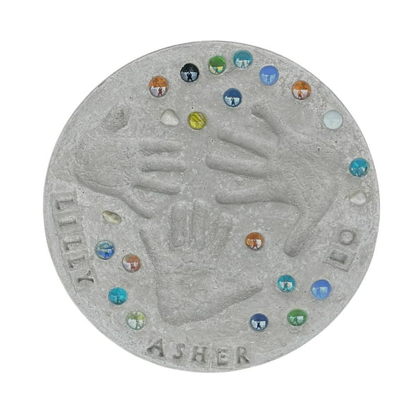 Large DIY Stepping Stone Kit, Handprint Stepping Stone, Mother's Day Gift, Footprint Stepping Stone (14 Inch + Stamp Set)