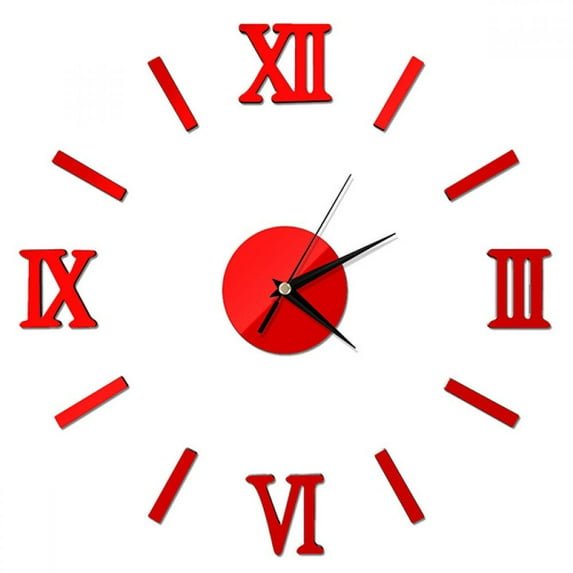 Large DIY Wall Clock Kit, 3D Frameless Wall Clock with Mirror Number Stickers for Home Living Room Bedroom Office Decoration