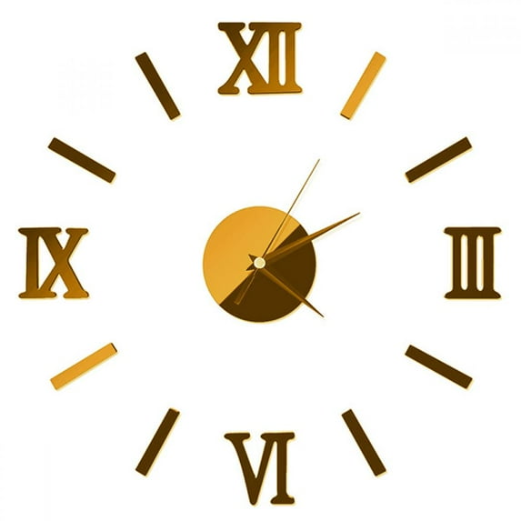 Large DIY Wall Clock Kit, 3D Frameless Wall Clock with Mirror Number Stickers for Home Living Room Bedroom Office Decoration