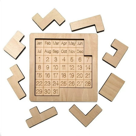 Large Daily Calendar Puzzle - (Solid Wood) for Coffee Tables, Family Rooms, Christmas Gift, Students, Office Toy, Game Room