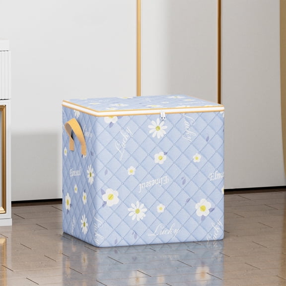 Large Daisy Design Thick Fabric Storage Bag for Seasonal Bedding, Foldable Quilt and Winter Clothing Organizer