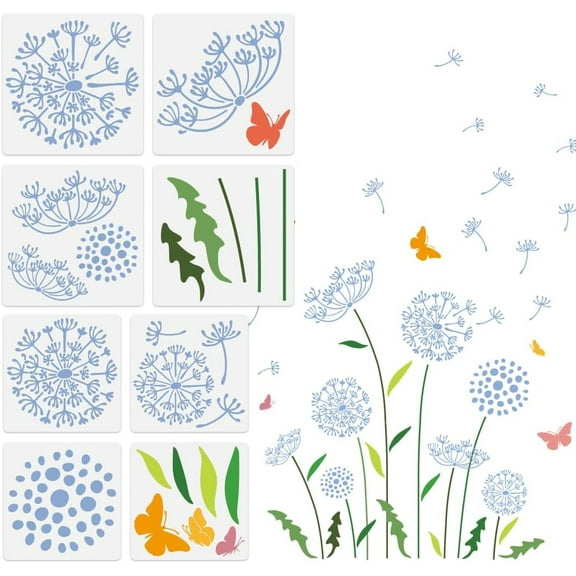 Large Dandelion Wall Painting Stencil Set 45 x 42 Inch Reusable Plastic Dandelion Stencil for Painting on Wood Wall Furniture DIY Home Decor Craft Stencil