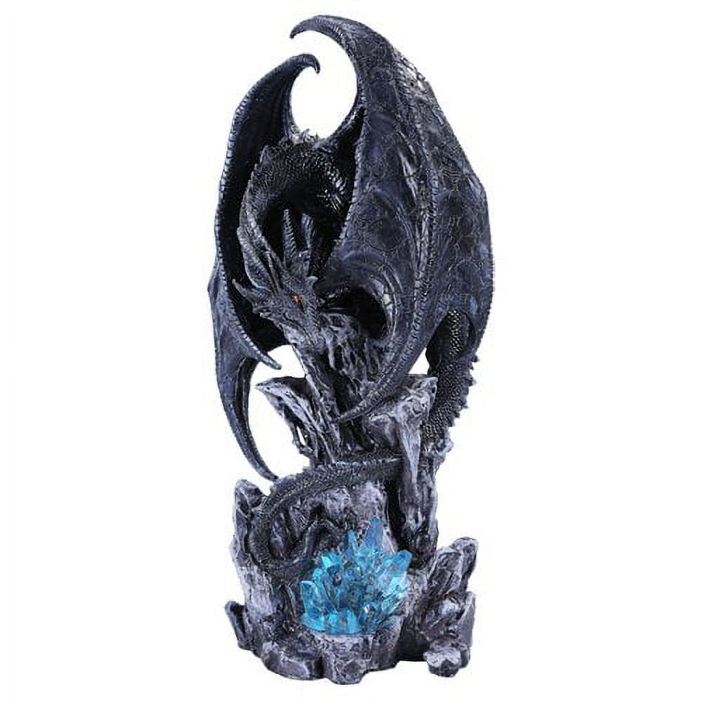 Large Dark Age Black Dragon w/ LED Light Blue Crystal Rock 18