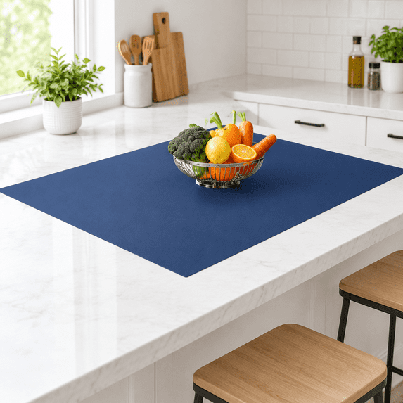 Large Dark Blue Silicone Kitchen Counter Mat, 48