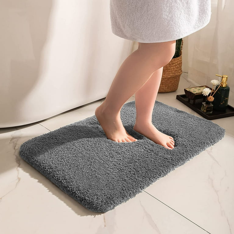 Large Dark Gray Bathroom Rug, Non Slip Bath Mat, 24 x 60 Microfiber Thick  Plush Water Absorbent Shower Mat for Bedroom, Tub and Shower, Machine