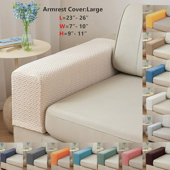 Large Dark Gray Couch Arm Covers 1 Piece, Stretch Polyester Sofa Armrest Protector for Fabric Furniture, Thickened Washable Chair Arm Slipcover, Universal Fit